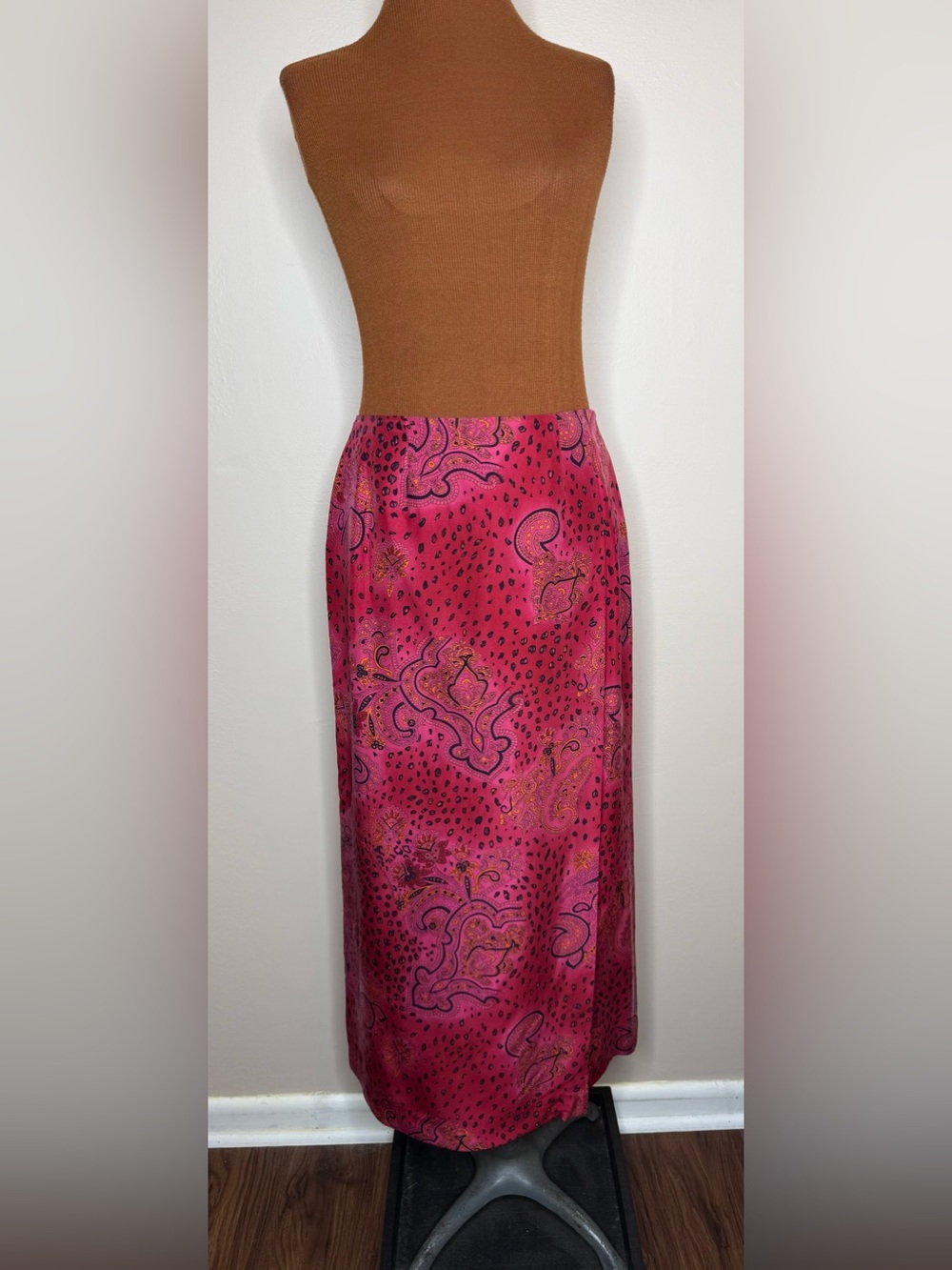 Worthington Silk Paisley Animal Print Faux Wrap Maxi Skirt Size 6